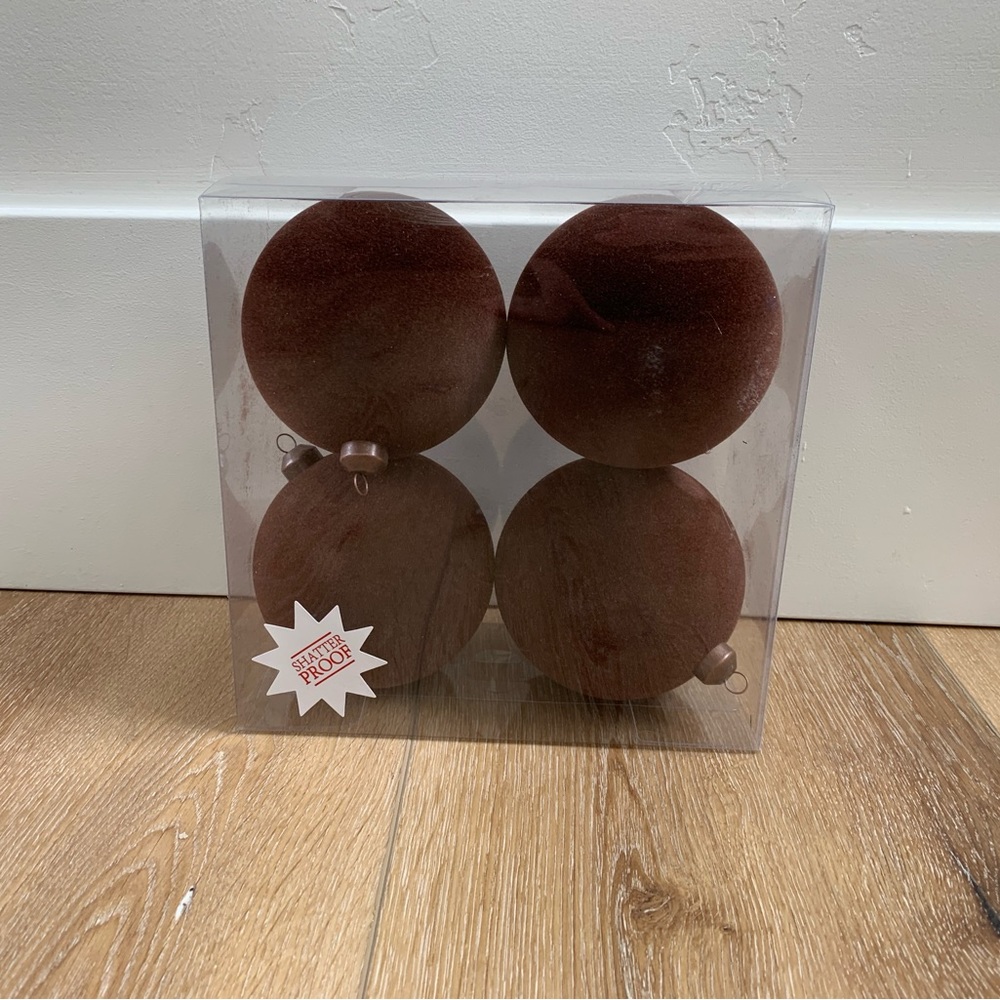 NEW Hobby Lobby Dark Brown Flocked Ball Ornaments